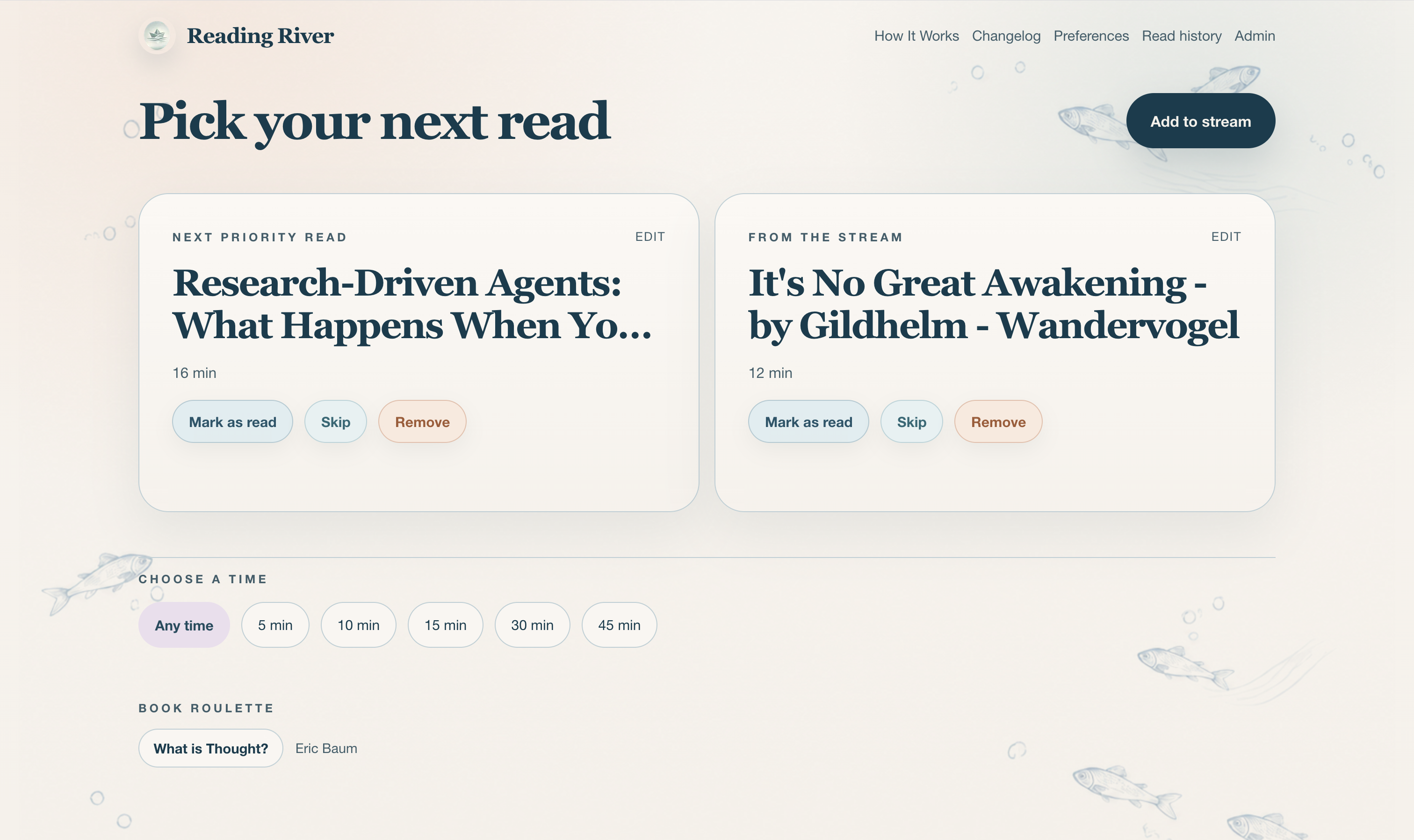 Reading River app screenshot